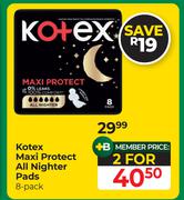 Kotex Maxi Protect All Nighter Pads-For 2 x 8's Pack