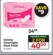 Intima Overnight Maxi Pads-For 2 x 8's Pack