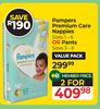 Pampers Premium Care Nappies (Sizes 1-6) Or Pants (Sizes 3-6)-For 2