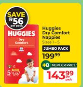 Huggies Dry Comfort Nappies (Sizes 1-5)-Per Pack