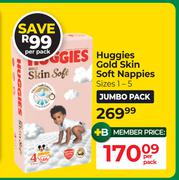 Huggies Gold Skin Soft Nappies (Sizes 1-5)-Per Pack