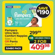 Pampers Ultra Skin Comfort Nappies (Sizes 1-6) Or Pants (Sizes 3-7)-For 2