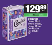Carnival Sweet Red, White, Rose, Dry Red Or Dry White-3L Each