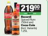 Bacardi Spiced Rum 750ml & Coca Cola 1.25L-For Both
