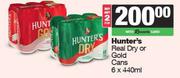 Hunter's Real Dry Or Gold Cans-For 2 x 6 x 440ml