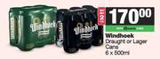 Windhoek Draught Or Lager Cans-For 2 x 6 x 500ml