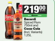 Bacardi Spiced Rum 750ml & Coca Cola 1.25L-For Both