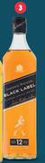 Johnnie Walker 12 Year Old Black Label Blended Scotch Whisky-750ml