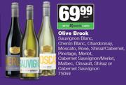 Olive Brook Sauvignon/Chenin Blanc, Chardonnay, Moscato, Rose, Shiraz/Cabernet, Pinotage-750ml Each