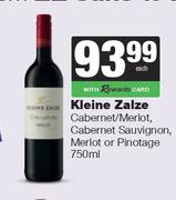 Kleine Zalze Cabernet/Merlot, Cabernet Sauvignon, Merlot Or Pinotage-750ml Each