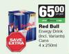 Red Bull Energy Drink (Incl Variants) Cans-4 x 250ml Per Pack