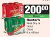 23Hunter's Real Dry Or Gold Cans-For 2 x 6 x 440ml