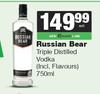 Russian bear Triple Distilled Vodka (Incl Flavours)-750ml