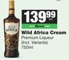 Wild Africa Cream Premium Liqueur (Incl Variants)-750ml