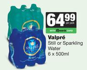 Valpre Still Or Sparkling Water-6 x 500ml Per Pack