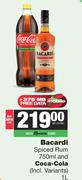 Bacardi Spiced Rum 750ml & Coca-Cola (Incl Variants) 1Ltr-For Both Per Pack