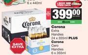 Corona Extra Handies 24 x 355ml + Corona Cero Handies 6 x 355ml-For Both
