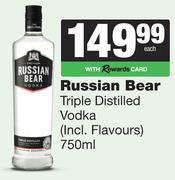 Russian bear Triple Distilled Vodka (Incl Flavours)-750ml