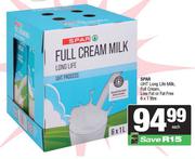 Spar UHT Long Life Milk Full Cream Low Fat Or Fat Free-6 x 1L