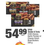 Spar Tender & Tasty Chilli Cheese,Garlic Parsley Or Cheese Onion Braai Busters-330g