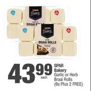 Spar Bakery Garlic Or Herb Braai Rolls 6s Plus 2 Free