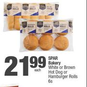Spar Bakery White Or Brown Hot Dog Or Hamburger Rolls-6s