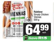 Rainbow Simply Chicken Viennas-500g