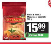 Fatti's & Moni's Macaroni Or Spaghetti-500g Each