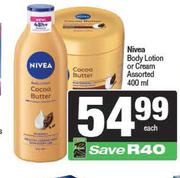 Nivea Body Lotion Or Cream Assorted-400ml Each