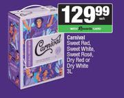 Carnival Sweet Red, Sweet White, Sweet Rose, Dry Red Or Dry White-3L