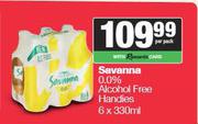 Savanna 0.0% Alcohol Free Handies-6 x 330ml Per Pack