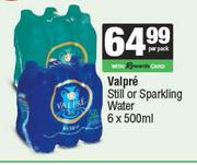 Valpre Still Or Sparkling Water-6 x 500ml