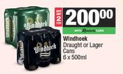 Windhoek Draught Or Lager Cans-For 2 x 6 x 500ml