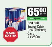 Red Bull Energy Drink Cans-4 x 250ml Per Pack