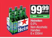 Heineken 0.0% Non Alcoholic Handies-6 x 330ml Per Pack