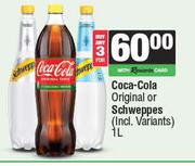 Coca Cola Original Or Schweppes-For 3 x 1L