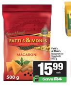 Fatti's & Moni's Macaroni Or Spaghetti-500g Each