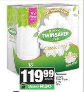 Twinsaver Luxury Toilet Paper 2 Ply-18s Per Pack