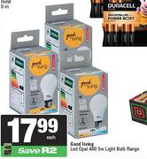 Spar Good Living LED Opal A60 5W Light Bulb Range
