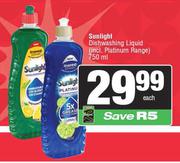 Sunlight Dishwashing Liquid-750ml Each