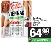 Rainbow Simply Chicken Viennas-500g