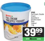 Spar Full Cream, Double Cream Assorted Or Double Cream Plain Yoghurt-1Kg Each