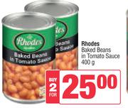 Rhodes Baked Beans In Tomato Sauce-For 2 x 400g