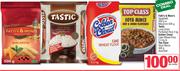 Fatti & Moni Spagheti/Macaroni 500g,Tastic Rice 2kg,Golden Cloud Flour 2.5kg & Top Class Mince 400g
