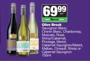 Olive Brook Sauvignon,Chenin,Chardonnay,Moscato,Rose,Malbec,Cinsault,Cabernet-750ml Each