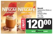 Nescafe Cappuccino Sticks Or Mocha Instant Coffee 8's/10's Pack-For Any 2
