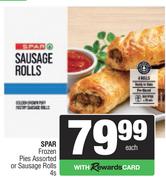 Spar Frozen Pies Assorted Or Sausage Rolls-4s Pack Each