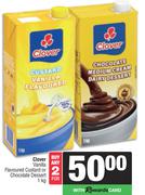 Clover Vanilla Flavoured Custard Or Chocolate Dessert-For Any 2 x 1Kg