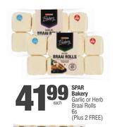 Spar Bakery Garlic Or Herb Braai Rolls-6s Pack Each