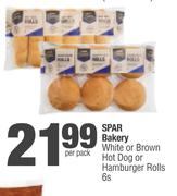 Spar Bakery White Or Brown Hot Dog Or Hamburger Rolls-6s Per Pack